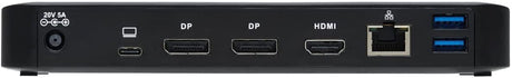 Tripp Lite Triple Monitor USB-C Dock Universal Laptop Docking Station Hub, HD 4K @ 60Hz HDMI &amp; 2X DisplayPort, Windows &amp; Mac Compatible, USB-C &amp; 3X USB 3.2 Ports, 3-Year Warranty (U442-DOCK8-B)