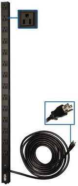 Tripp Lite Basic PDU, 1.44kW Single-Phase, 120V, 14 Outlets (5-15R), NEMA 5-15P Input, 15 ft. Cord, 0U Vertical Rack-Mount Power (PDUV15)