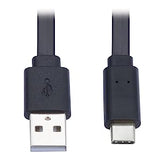 Tripp Lite USB-A to USB-C Cable, Flat Cable Design, USB 2.0, Thunderbolt 3 Compatible Sync and Charge, M/M 6 ft (U038-006-FL)
