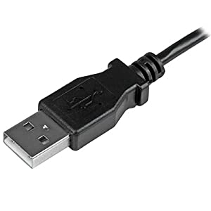 StarTech.com 1m 3 ft Micro-USB Charge-and-Sync Cable - Left-Angle Micro-USB - M/M - USB to Micro USB Charging Cable - 30/24 AWG (USBAUB1MLA),Black