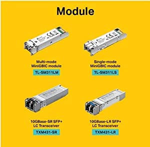 TP-Link Gigabit SFP module, 1000Base-SX Multi-mode Fiber Mini GBIC Module, Plug and Play, LC/UPC interface, Up to 550/220m distance (TL-SM311LM) Multi Mode Fiber SFP