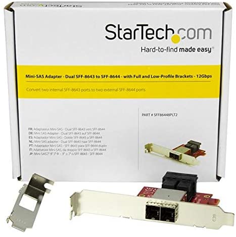 StarTech.com Mini-SAS Adapter - Dual SFF-8643 to SFF-8644 - with Full and Low-Profile Brackets - 12Gbps (SFF86448PLT2)