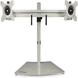 StarTech.com Dual Monitor Stand - Ergonomic Free Standing Dual Monitor Desktop Stand for Two 24" VESA Mount Displays - Synchronized Height Adjustable - Double Monitor Pole Mount - Silver (ARMDUOSS) Up to 24" Dual Monitor Silver