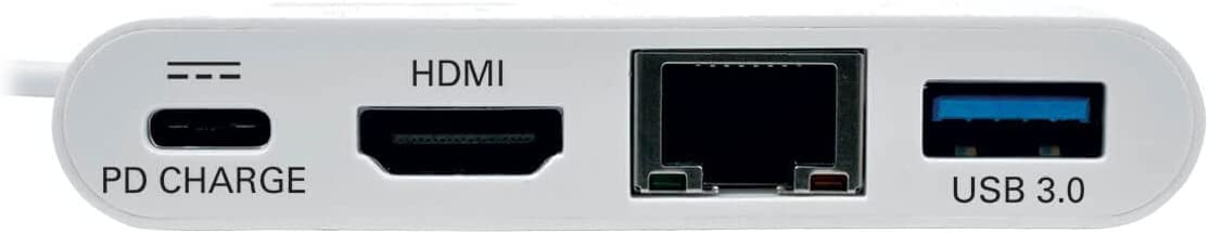 Tripp Lite USB C to HDMI Multiport Video Adapter Converter 1080p w/ USB-A Hub, USB-C PD Charging, Gigabit Ethernet Port (Gbe), Thunderbolt 3 Compatible, USB Type C, USB Type-C (U444-06N-HGU-C) HDMI, Charging Port, Hub + GbE