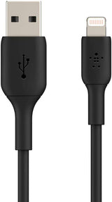 Belkin Lightning Cable (Boost Charge Lightning to USB Cable for iPhone, iPad, AirPods) MFi-Certified iPhone Charging Cable (6.5ft/2m, Black) PVC 6.6 FT Black