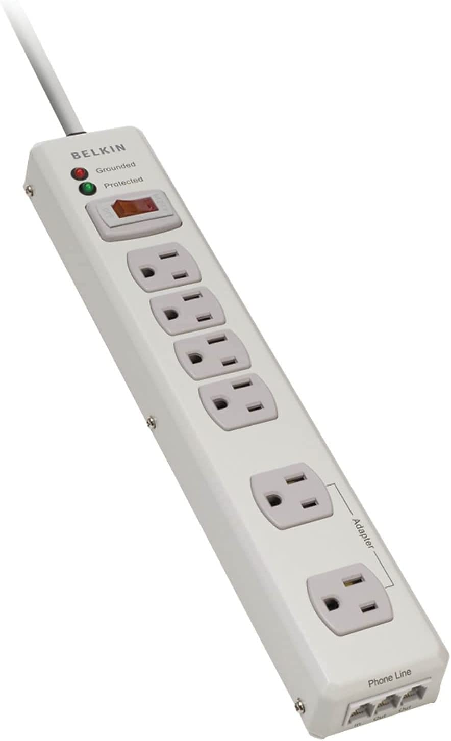 Belkin F9h62006mtl Surge Protector, 6 Outlets, 1045 Joules, 6-Ft Cord, Putty
