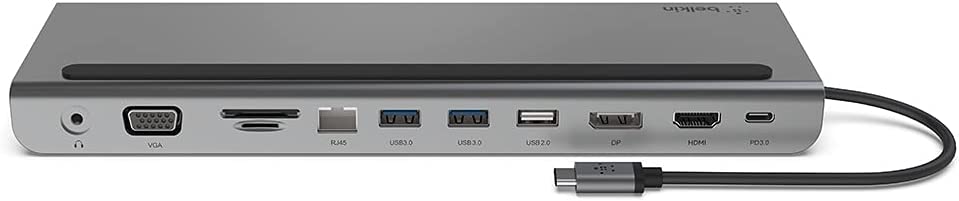 Belkin USB C Hub, 11-in-1 MultiPort Adapter Dock with 4K HDMI, DP