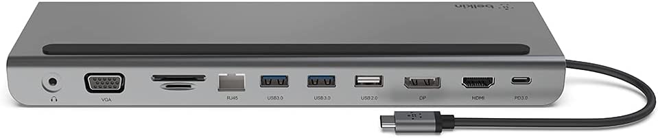 Belkin USB C Hub, 6-in-1 MultiPort Adapter Dock with 4K HDMI, USB-C 100W PD  Pass-Through Charging, 2 x USB A, Gigabit Ethernet Ports and SD Slot for