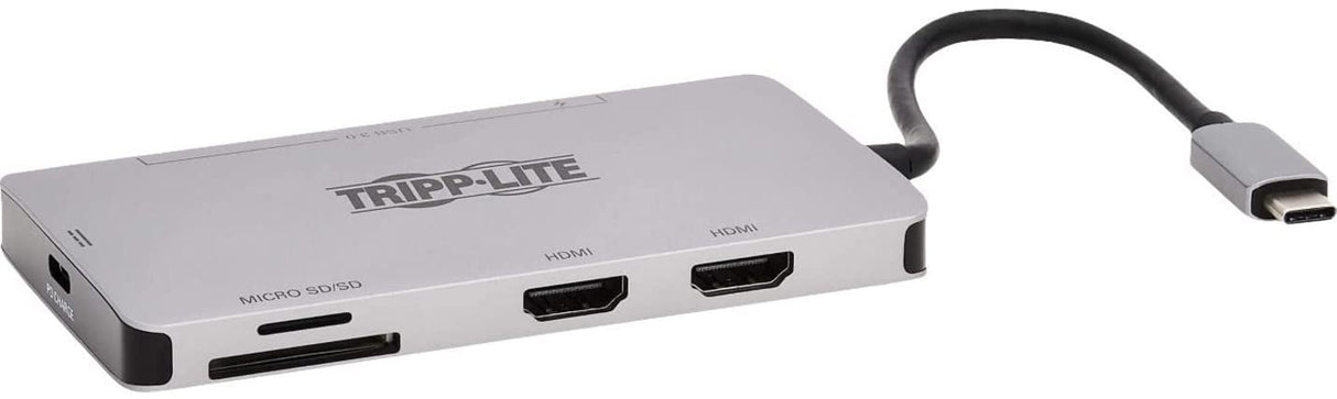 Tripp Lite USB-C Portable Docking Station - HDMI 4K @ 30 Hz, VGA,  USB-A/USB-C, GbE, PD Charging 3.0, Gray - docking