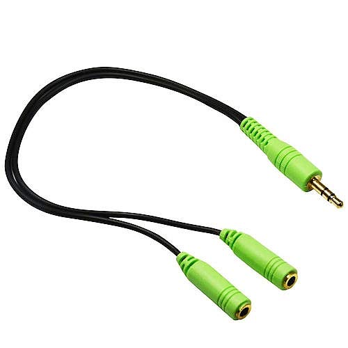 Andrea electronics Andrea Communications C73-1027917-1 Y-100 Green Splitter Cable Connects Two Headphones to The Computer for simultaneous Listening.