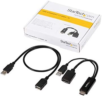 StarTech.com 4K 30Hz HDMI to DisplayPort Video Adapter w/ USB Power - 6 in - HDMI 1.4 (Male) to DP 1.2 (Female) Active Monitor Converter (HD2DP) HDMI to DisplayPort - 4K30 with USB Power