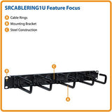 Tripp Lite SRCABLERING1U Rack Enclosure Cabinet Horizontal Cable Ring Flexible 1URM , Black Flexible Rings Black Horizontal
