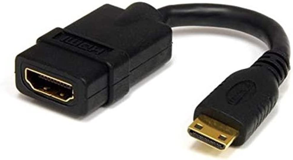 StarTech.com 5in Mini HDMI to HDMI Adapter - 4K High Speed HDMI Adapter - 4K 30Hz Ultra HD High Speed HDMI Adapter - HDMI 1.4 - Gold Plated Connectors - UHD Mini HDMI Adapter 4K - Black (HDACFM) 5in / 13cm HDMI to Mini HDMI
