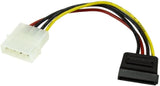 StarTech.com 6in 4 Pin LP4 to SATA Power Cable Adapter - LP4 to SATA - 6in LP4 to SATA Cable - 4 pin to SATA Power Straight