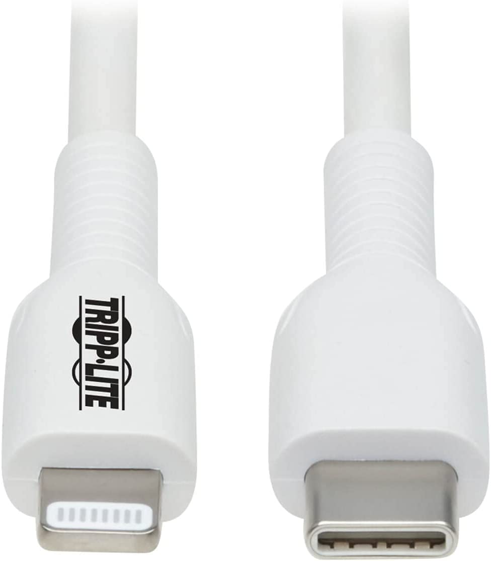 Tripp Lite USB C to Lightning Sync/Charge Cable, 3.3 feet / 1 Meter, White MFI Certified M/M (M102-01M-WH)