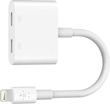 Belkin Lightning Audio + Charge Rockstar, iPhone Lightning Audio Adapter , White Lightning Audio + Lightning Charge Lightning Connector