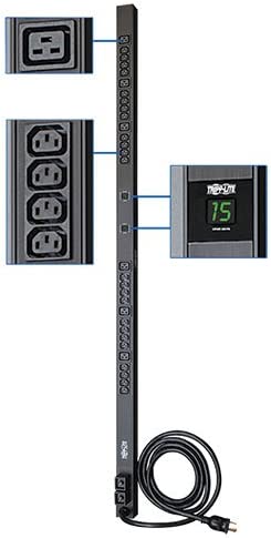 Tripp Lite Metered PDU, 30A, 30 Outlets (6-C19 &amp; 24-C13), 208/240V, L6-30P, 10 ft. Cord, 0U Vertical Rack-Mount Power (PDUMV30HV) Metered (30 Outlet)