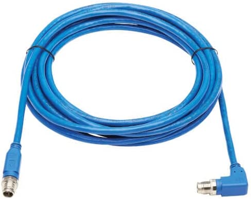 Tripp Lite M12 X-Code Right-Angle Cat6 Ethernet Cable Blue (M/M), 1 Gbps, UTP, UL CMR-LP Certified for 60W PoE, Heavy-Duty IP68 Rating, 32.8 Feet / 10 Meters, (NM12-603-10M-BL) Right-Angle M12 32.8 ft / 10M