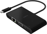 Belkin USB C Hub, 5-in-1 MultiPort Docking Station - USB C Docking Station for iPad, iPad Pro, iPad Mini &amp; MacBook - 1000W USB-C Power Delivery Gigabit Ethernet, USB-A 3.0, VGA, 4K HDMI &amp; USB-C USB-C Multimedia Adapter + 100W Charge Adapter