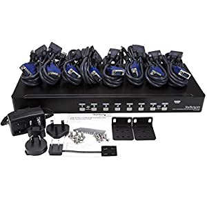 StarTech.com 8 Port 1U Rackmount USB KVM Switch Kit with OSD and Cables - Rack mount KVM - VGA KVM Switch - 8 Port KVM Switch (SV831DUSBUK) , Black USB | Cables Included