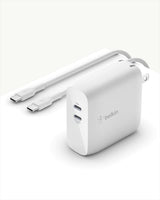 Belkin USB-PD GaN Charger 68W (USB-C iPhone Fast Charger, MacBook Pro Charger, iPad Pro, Pixel, Galaxy, More), USB-C Power Delivery with 2M (6.6ft) PVC USB-C to USB-C Charging Cable (WCH003dq)