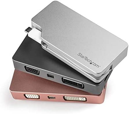 StarTech.com USB C Multiport Video Adapter with HDMI, VGA, Mini DisplayPort or DVI - USB Type C Monitor Adapter to HDMI 1.4 or mDP 1.2 (4K) - VGA or DVI (1080p) - Silver Aluminum (CDPVGDVHDMDP)