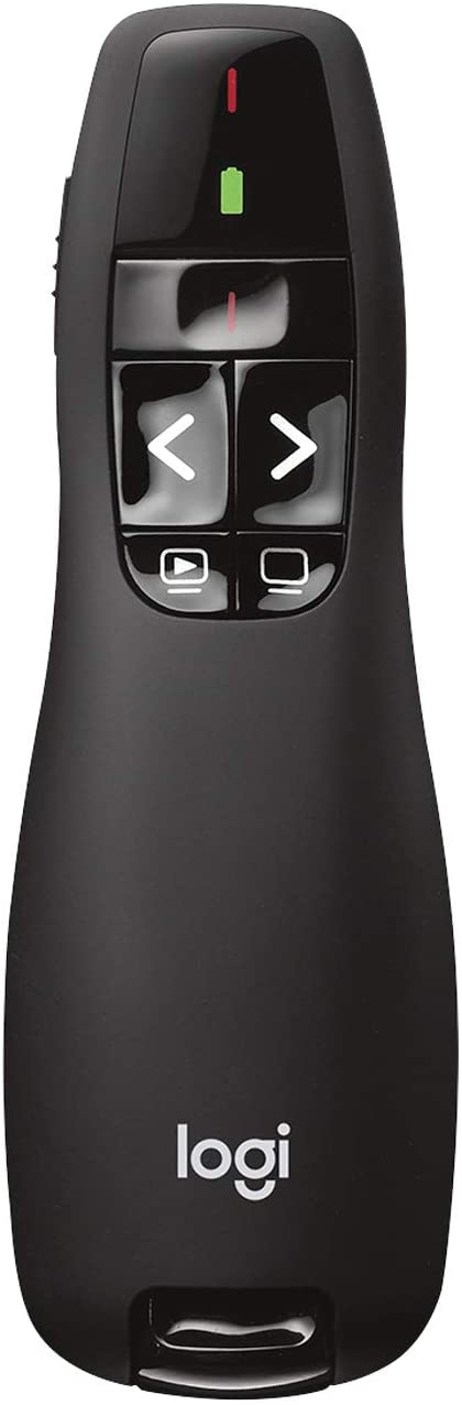 Logitech Wireless Presenter R400, Wireless Presentation Remote Clicker with Laser Pointer Red Laser 5 buttons Clicker