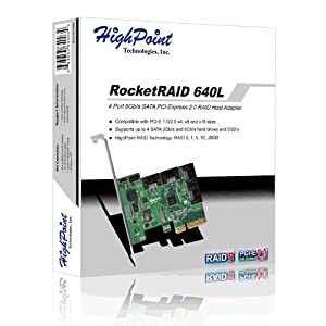 Highpoint technologies Highpoint RocketRAID 640L Internal 4 SATA Port PCI-Express 2.0 x4 SATA 6Gb/s RAID Controller -Lite Version 4x SATA Port