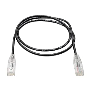 Tripp Lite Cat6 Gigabit Patch Cable, RJ45 M/M, Gigabit, Snagless, UTP, Molded, Slim, Black, 3 ft. (N201-S03-BK) Black 3 ft.
