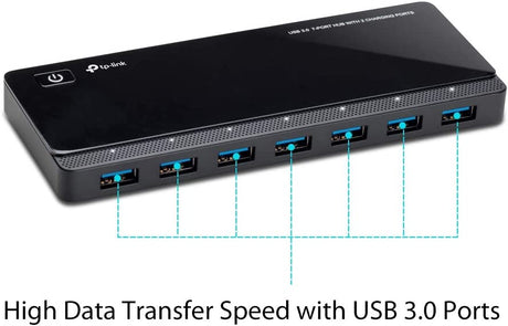 TP-Link Powered USB Hub 3.0 with 7 USB 3.0 Data Ports and 2 Smart Charging USB Ports. Compatible with Windows, Mac, Chrome &amp; Linux OS, with Power On/Off Button, 12V/4A Power Adapter(UH720)