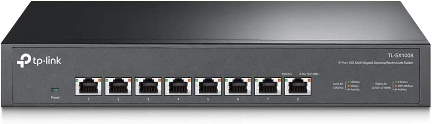 TP-Link TL-SX1008 | 8 Port 10G/Multi-Gig Unmanaged Ethernet Switch | Desktop/Rackmount | Plug &amp; Play | Sturdy Metal Casing | Limited Lifetime Protection | Speed Auto-Negotiation 10 Gigabit