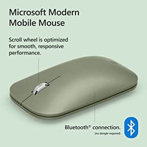 Microsoft Wireless Bluetooth Mouse (2022), Sculpted Design for Ultimate Comfort and Smooth Scrolling, up to 1 Year of Battery Life, 2.4G Range, Forest Color