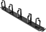 StarTech.com 19” Server Rack Cable Management Panel w/ D-Ring Hooks - 1U Horizontal or Vertical Wire and Cord Manager - Metal (CABLMANAGER2), Black 1U D-Ring Hooks