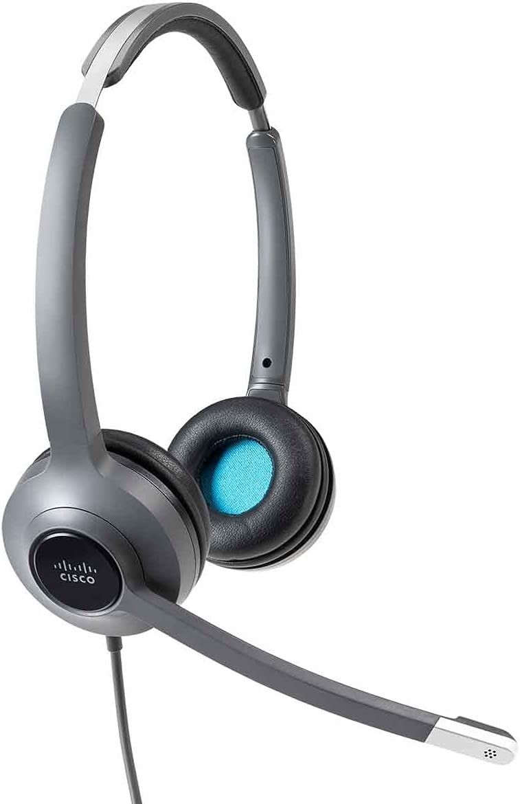 Cisco Headset 522, Wired Dual On-Ear 3.5mm Headset with USB-A Adapter, Charcoal, 2-Year Limited Liability Warranty (CP-HS-W-522-USB=)