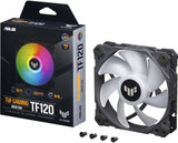 ASUS TUF Gaming TF120 ARGB Chassis Fan 3-Pin Customizable LEDs Blade, Advanced Fluid Dynamic Bearing, 120mm PWM Control, Anti-vibration Pads, Double-layer LED Array for Computer Case &amp; Liquid Radiator