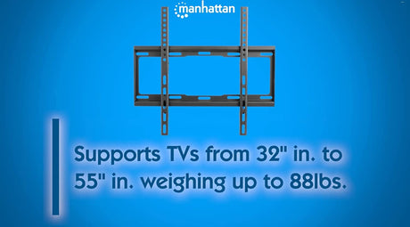 MANHATTAN Tilt TV Wall Mount - 32 to 55 inch up to 88 lbs - Up to 400x400 VESA - Heavy Duty – Low Profile - for LCD LED TV Flat Screen - Lifetime Mfg Warranty – 460934