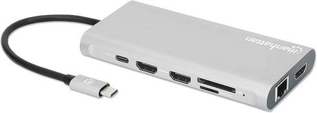 Manhattan USB-C PD 12-in-1 Docking Station with MST for Three HDMI Monitors