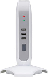 Tripp Lite Surge Protector Tower 5-Outlet 3 USB Ports 6ft Cord 5-15P White (TLP66USB)
