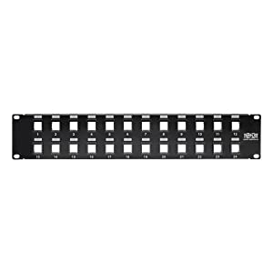 Tripp Lite 24-Port Keystone Blank Patch Panel RJ45, USB, HDMI, Cat5e / Cat6 Rackmount Unshielded 2URM TAA (N062-024-KJ)