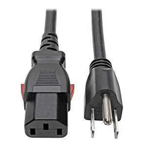 Tripp Lite Standard Computer Power Cord (NEMA 5-15P to C13 Power Cord), Locking C13 Connector, 10A, 125V, 18AWG, 10 ft. (P006-L10) 10 ft Standard