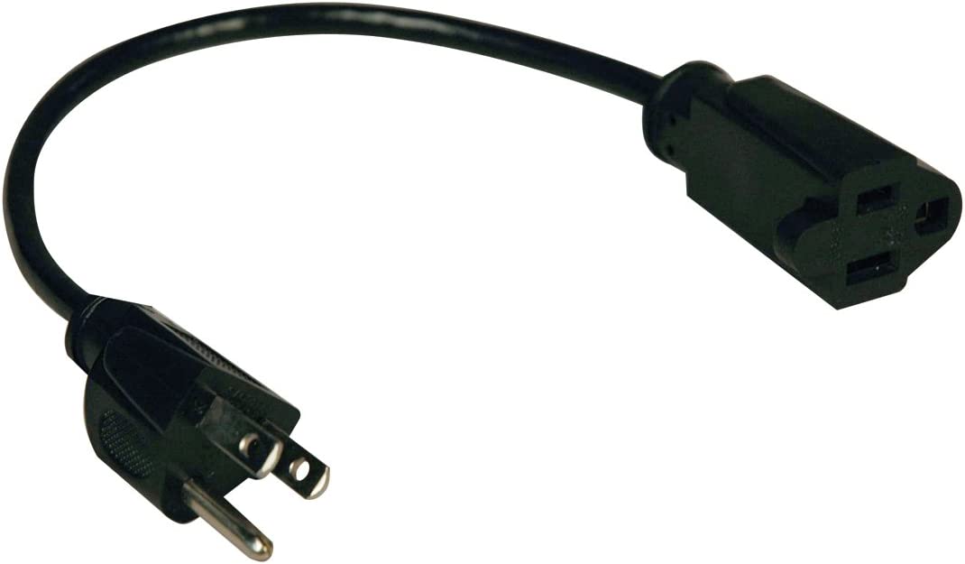 Tripp Lite Standard Power Extension Cord 10A, 18AWG (NEMA 5-15P to NEMA 5-15R) 1-ft.(P022-001) , Black 1 ft.