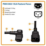 Tripp Lite P004-002-13LA 2 Feet C13 Left Angle to C14 AC Power Extension Cable