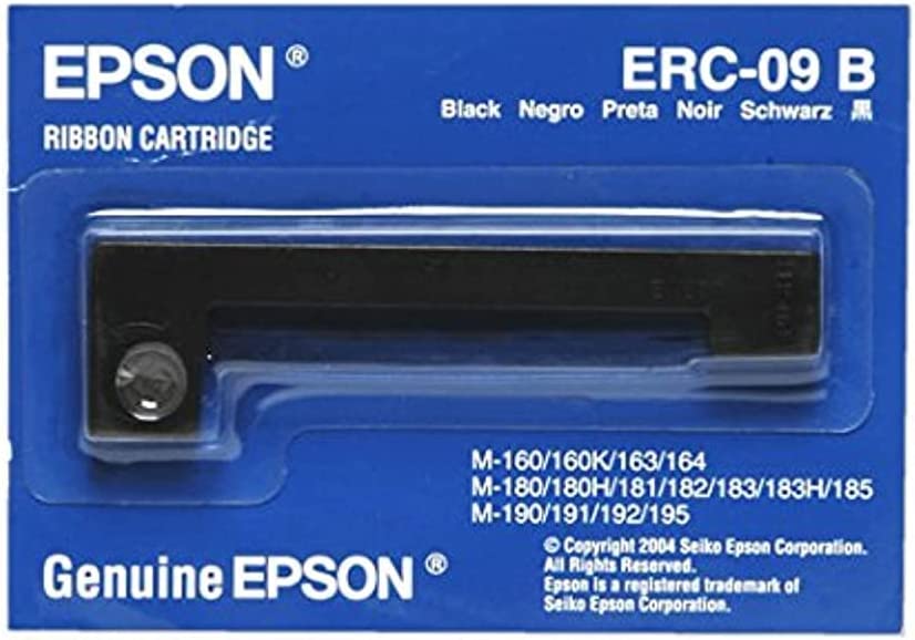 Genuine Epson (ERC-09B) 12-Pack Black Ribbon Cartridge for Epson ERC 9B, HX20/40 Printers, HX20, M160, 163, 164, 180, 181,182, 183, 190, 191, 192 and 192G