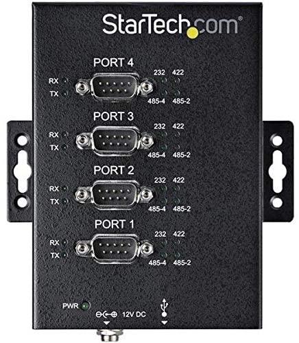 StarTech.com 4 Port Serial Hub USB to RS232/RS485/RS422 Adapter - Industrial USB 2.0 to DB9 Serial Converter Hub - IP30 Rated - Din Rail Mountable Metal Serial Hub - 15kV ESD Protection (ICUSB234854I)