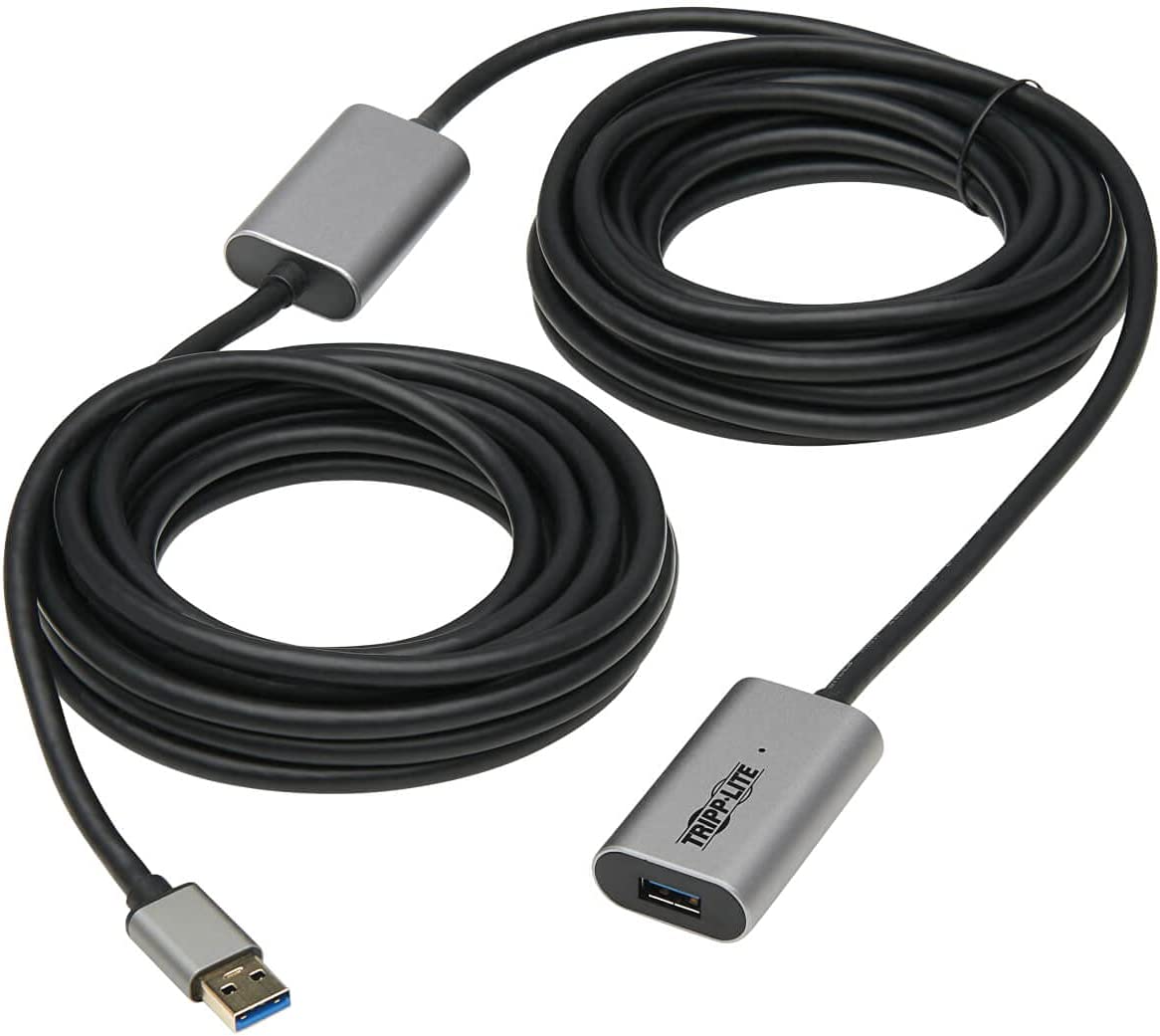 Tripp Lite USB-A Active Extension Repeater Cable 3.2 Gen 1 Aluminum M/F 10M (U330-10M-AL)