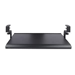 StarTech.com Under-Desk Keyboard Tray, Clamp-on Ergonomic Keyboard Holder, Up to 12kg (26.5lb), Sliding Keyboard and Mouse Drawer with C-Clamps, Height Adjustable Keyboard Tray (Keyboard-Tray-CLAMP1)