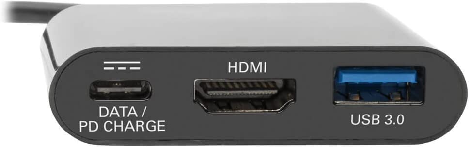 Tripp Lite USB C to HDMI Multiport Adapter Converter w/USB Hub PD Charging USB Type C 4K @ 30Hz Thunderbolt 3 Black (U444-06N-H4UB-C) HDMI, USB-A, PD Charging