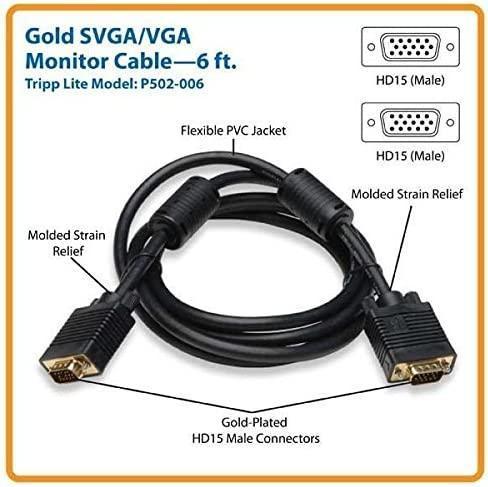 Tripp Lite VGA Coax Monitor Cable, High Resolution cable with RGB coax (HD15 M/M) 6-ft.(P502-006) 6-feet