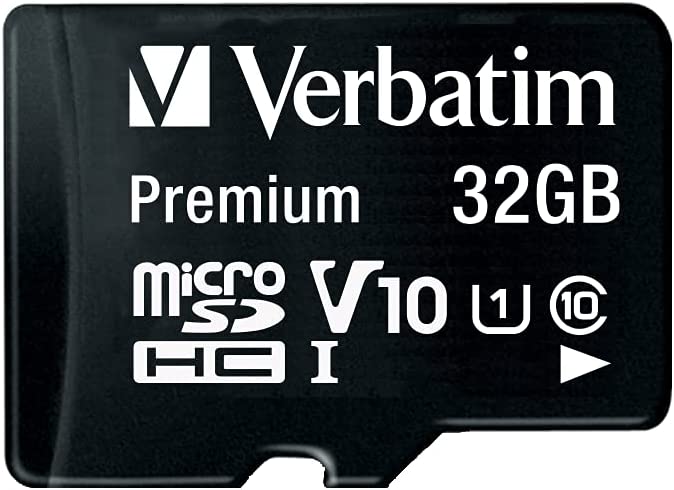 Verbatim 32GB Premium microSDHC Memory Card with Adapter, UHS-I V10 U1 Class 10, Black (44083)