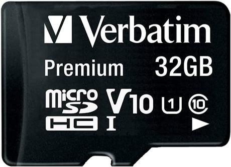 Verbatim 32GB Premium microSDHC Memory Card with Adapter, UHS-I V10 U1 Class 10, Black (44083)